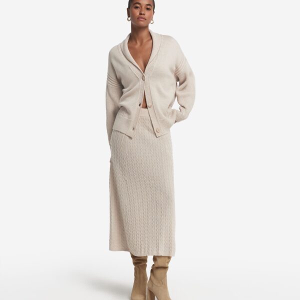 Wool cable-knit skirt