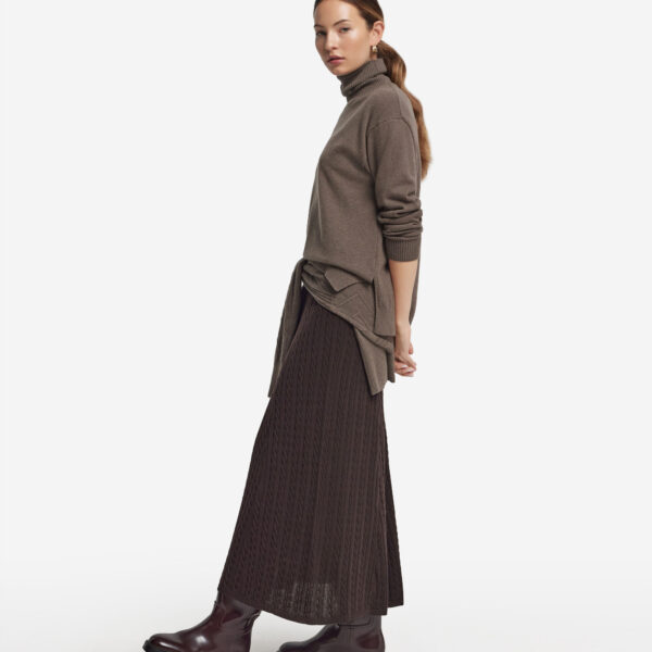 Wool cable-knit skirt