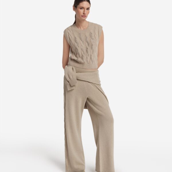 Ultrasoft Cashmere Cable Knit and Rhinestone Sweater Vest