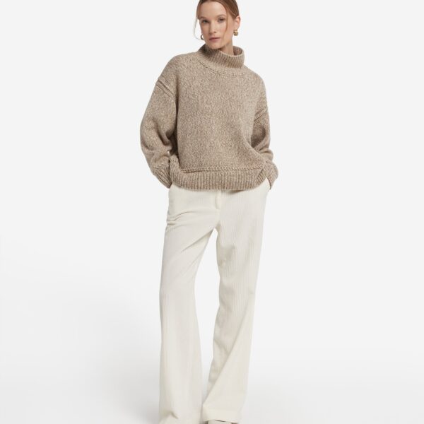 Ultrasoft Undyed Tricot Cashmere Funnel Neck Sweater