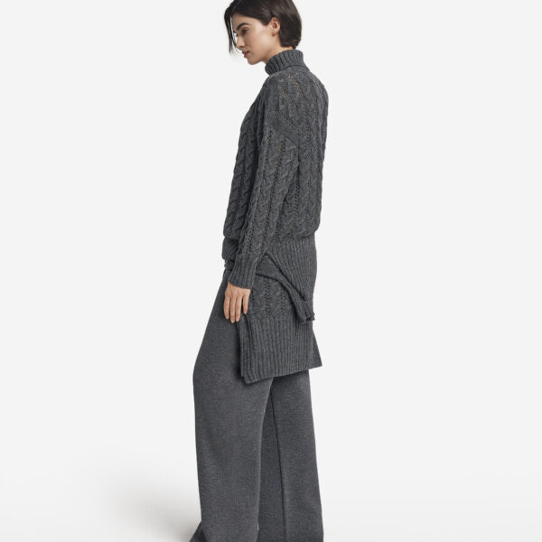 Turtleneck with cable-knit motif in lurex wool