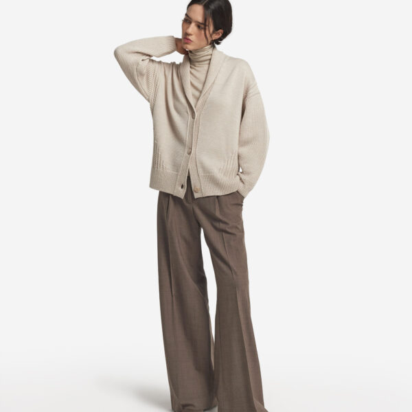 Cable-knit wool cardigan