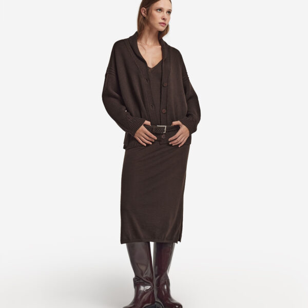 Cable-knit wool cardigan