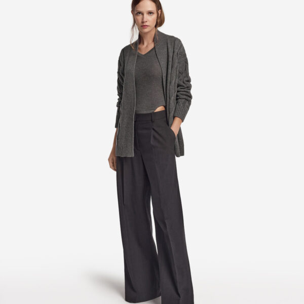 Wool cable-knit cardigan