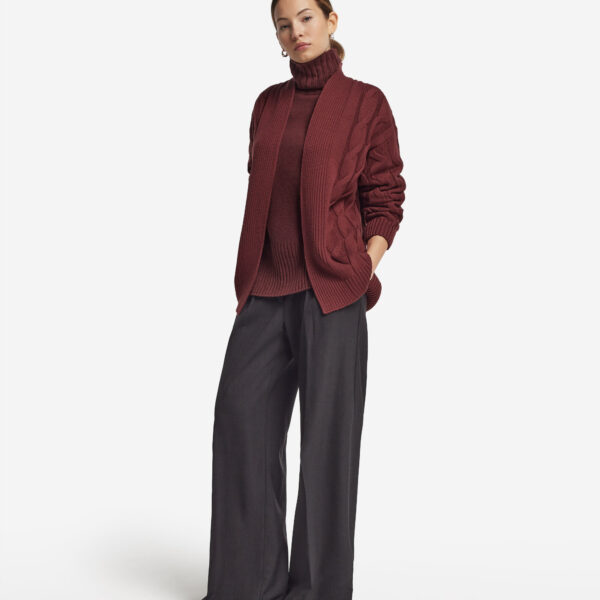 Wool cable-knit cardigan