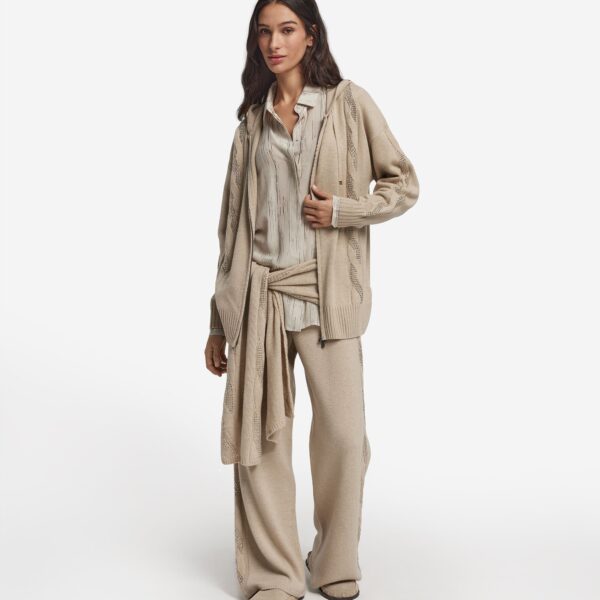 Ultrasoft Cashmere Cable Knit and Rhinestone Sweatshirt