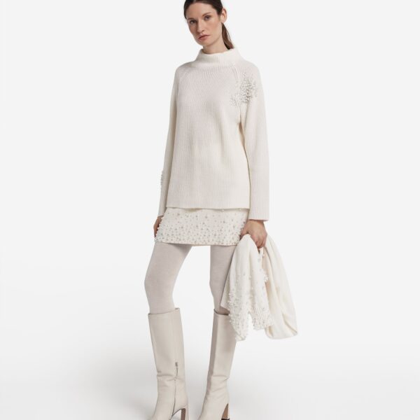 Turtleneck with Pearls in Ultrasoft Cashmere