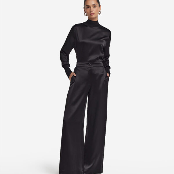 Silk satin wide leg pants