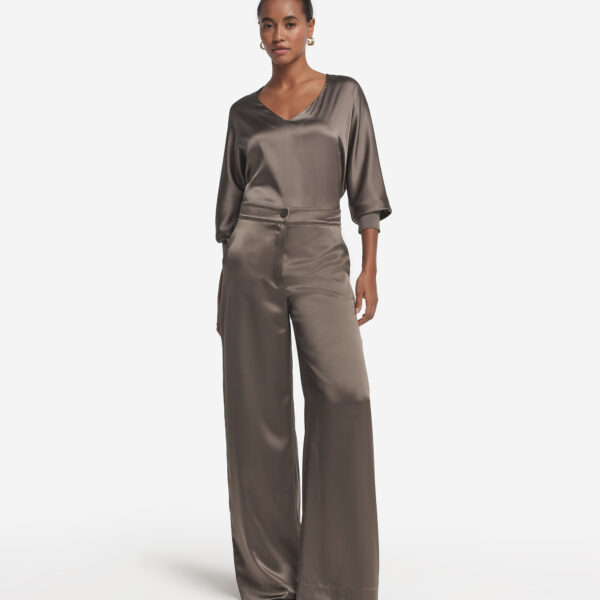 Silk satin wide leg pants