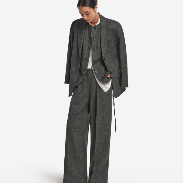 Herringbone Wool Palazzo Pants
