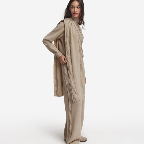 Ultrasoft Cashmere Cable Knit and Rhinestone Scarf