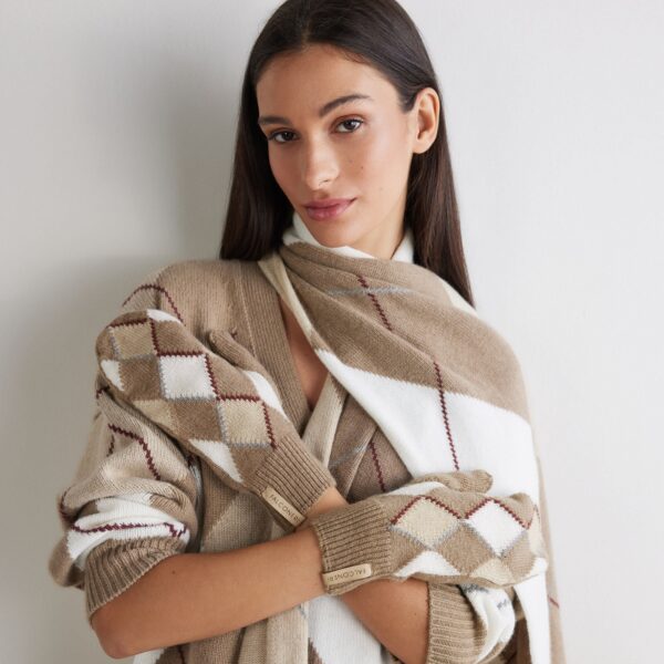 Ultrasoft Cashmere diamond-pattern mittens